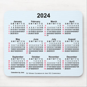 2024 Alice Blue 52 Weeks ISO Calendar by Janz Mouse Mat