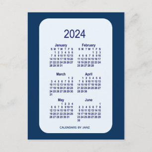 2024 Alice Blue 6 Month Mini Calendar by Janz Postcard
