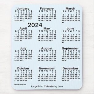 2024 Alice Blue Large Print Calendar by Janz Mouse Mat