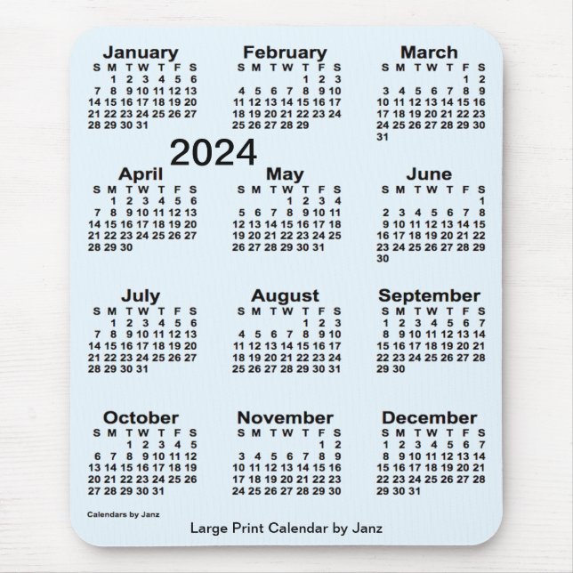 2024 Alice Blue Large Print Calendar by Janz Mouse Mat (Front)