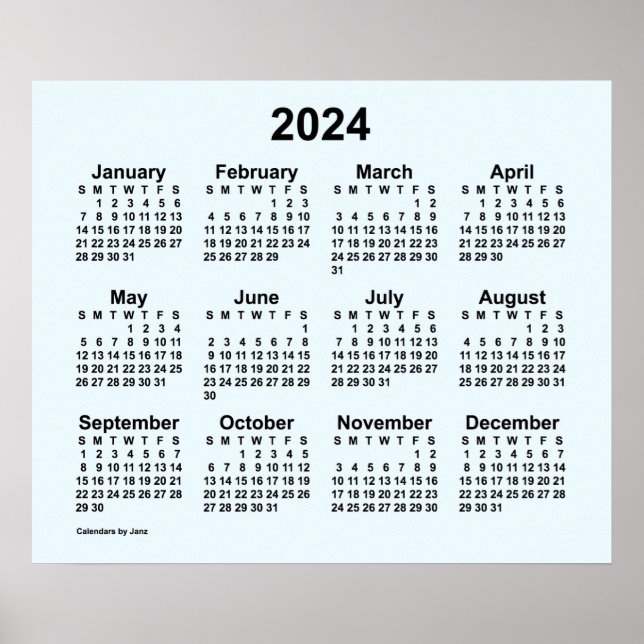 2024 Alice Blue Wall Calendar by Janz Poster (Front)