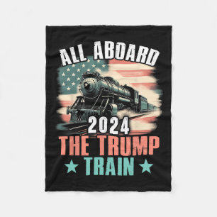 2024 All Aboard The Trump Train 2024 Usa Flag Fleece Blanket
