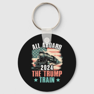 2024 All Aboard The Trump Train 2024 Usa Flag  Key Ring