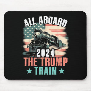 2024 All Aboard The Trump Train 2024 Usa Flag Mouse Mat