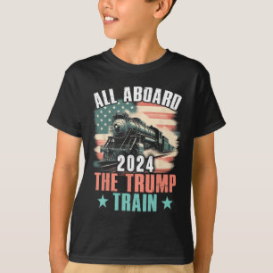 2024 All Aboard The Trump Train 2024 Usa Flag T-Shirt