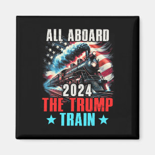 2024 All Aboard The Trump Train Us American Flag Magnet