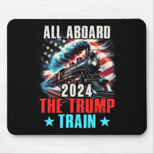 2024 All Aboard The Trump Train Us American Flag  Mouse Mat