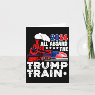 2024 All Aboard The Trump Train Usa American Flag  Card