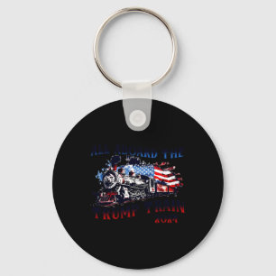 2024 All Aboard The Trump Train Usa American Flag  Key Ring