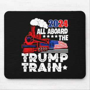 2024 All Aboard The Trump Train Usa American Flag Mouse Mat