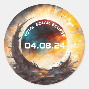 2024 American Total Solar Eclipse  Classic Round Sticker
