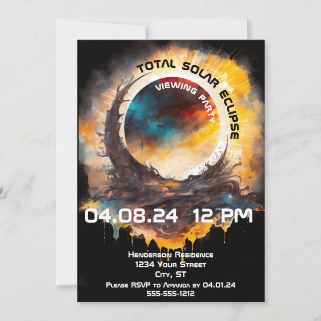 2024 American Total Solar Eclipse Viewing Party Invitation (Front)