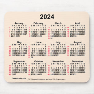 2024 Antique White 52 Weeks ISO Calendar by Janz Mouse Mat