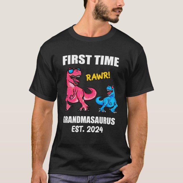 2024 Baby Announcement Dinosaur  First Time Grandm T-Shirt (Front)