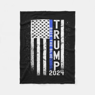 2024 Back The Blue American Flag Blue Line 4th Of Fleece Blanket