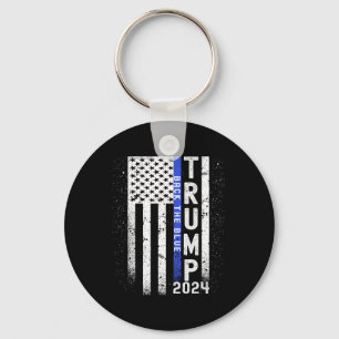 2024 Back The Blue American Flag Blue Line 4th Of  Key Ring