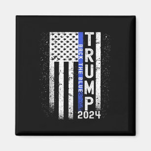 2024 Back The Blue American Flag Blue Line 4th Of  Magnet