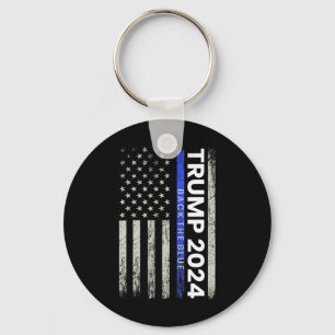 2024 Back The Blue Thin Blue Line Police American Key Ring