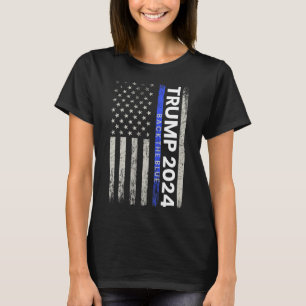 2024 Back The Blue Thin Blue Line Police American  T-Shirt