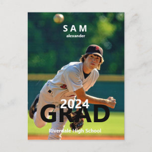 2024 Baseball Photo Graduation Announcement Postcard