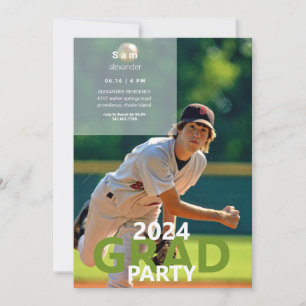 2024 Baseball Photo Graduation Party Invitation