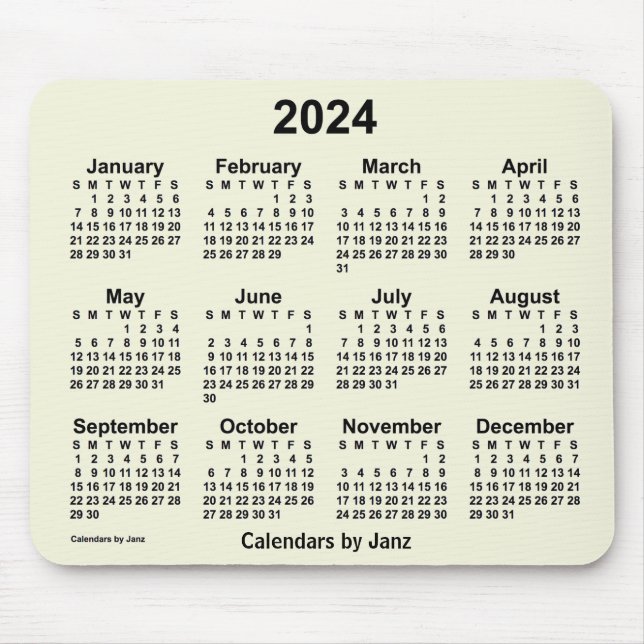 2024 Beige Calendar by Janz Mouse Pad (Front)