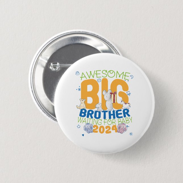 2024 Big Brother Waiting for Baby 6 Cm Round Badge (Front & Back)