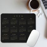 2024 Black Gold Full Year Calendar Home Office Mouse Mat<br><div class="desc">Custom,  beautiful elegant faux gold script typography on black,  yearly 2024 full year calendar,  dust and stain resistant mousepad with non-slip back,  for home and office. Makes a great custom gift for friends,  family,  peers,  co-workers,  employee,  staff,  for holidays,  christmas,  new years.</div>