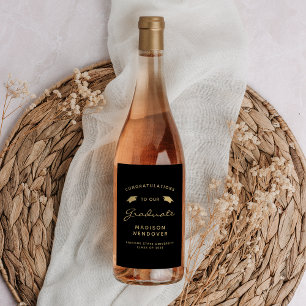 2024 Black Gold Script Cap Graduation Wine Label