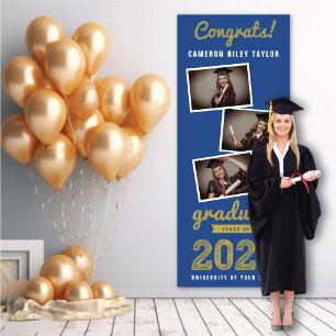 2024 Bold Sketch 3 Photo Collage Graduation Party Banner