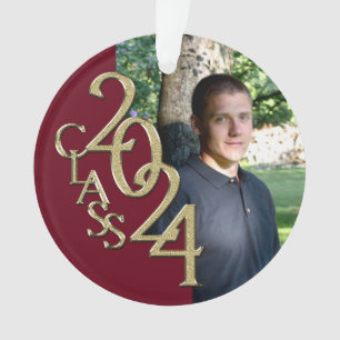 2024 Burgundy and Gold Graduation Photo Ornament