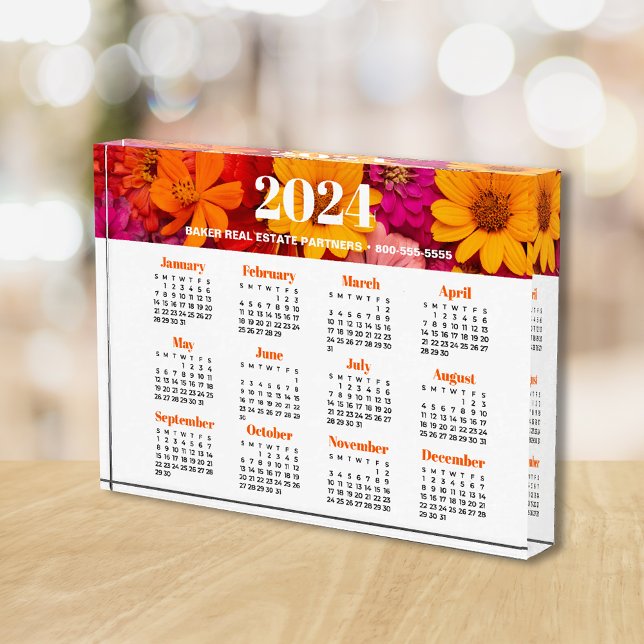 2024 Business Promotion Floral Calendar Photo Block (Creator Uploaded)