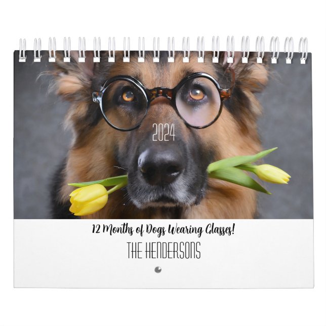 2024 Calendar 12 Months of Dogs Wearing Glasses (Cover)