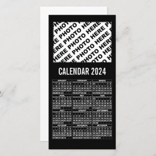 2024 Calendar Add 1 Horizontal Photo Card black