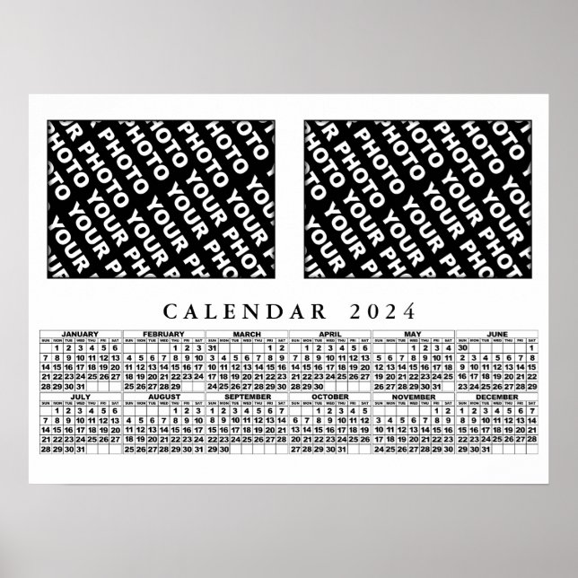 2024 Calendar Add 2 Photos Poster 24x18in (Front)