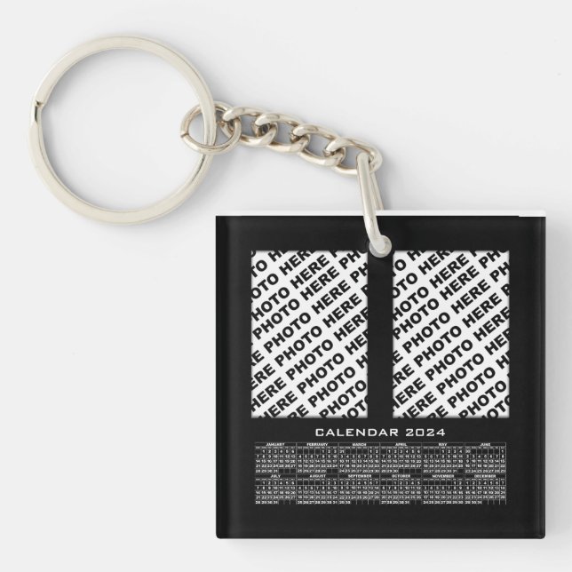2024 Calendar Add 4 Vertical Photos Keychain (Front)