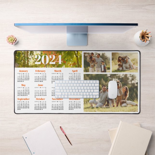 2024 Calendar and Photo Collage Desk Mat (Office 1)