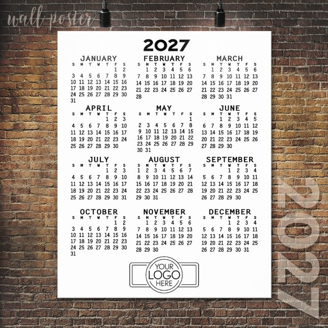 2024 Calendar - Basic Black White Minimal Poster (2027 Calendar Poster)