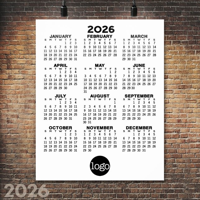 2024 Calendar - Basic Black White Minimal Poster (2026 Calendar Poster)