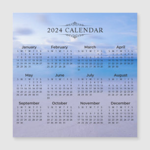 2024 Calendar Beach Background Magnetic Card