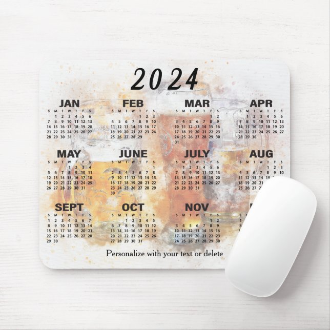 2024 Calendar - Beer Glasses Mouse Mat (With Mouse)