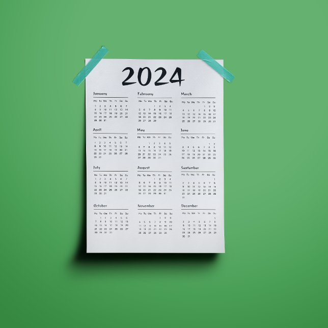 2024 Calendar Black And White Simple Magnetic Invi (2024 Calendar Black And White Simple Magnetic Invi)