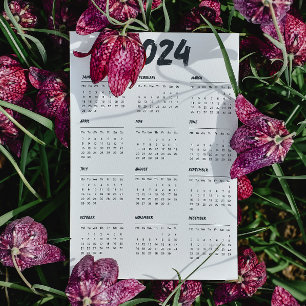 2024 Calendar Black And White Simple Programme