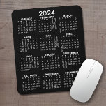 2024 Calendar - black background - Vertical  Mouse Mat<br><div class="desc">A simple black background with a 2024 calendar. A simple business item for the New Year. A black background for a calendar with a solid color.</div>