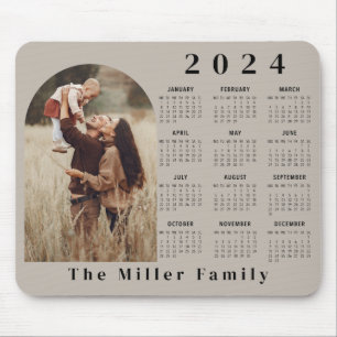 2024 Calendar boho modern 1 photo elegant beige Mouse Mat