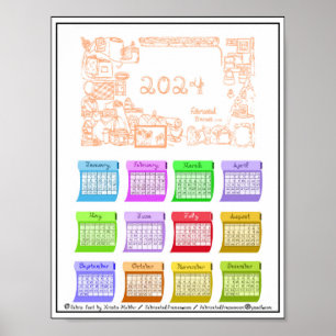 2024 Calendar Bolts Fabric Font Fabricated Frames  Poster
