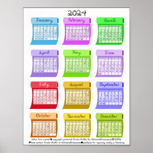 2024 Calendar Bolts Fabrics Fabric Font Characters Poster