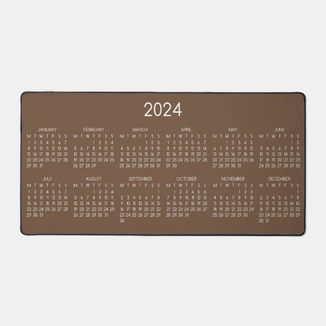2024 Calendar Brown Colour Background Desk Mat (Front)