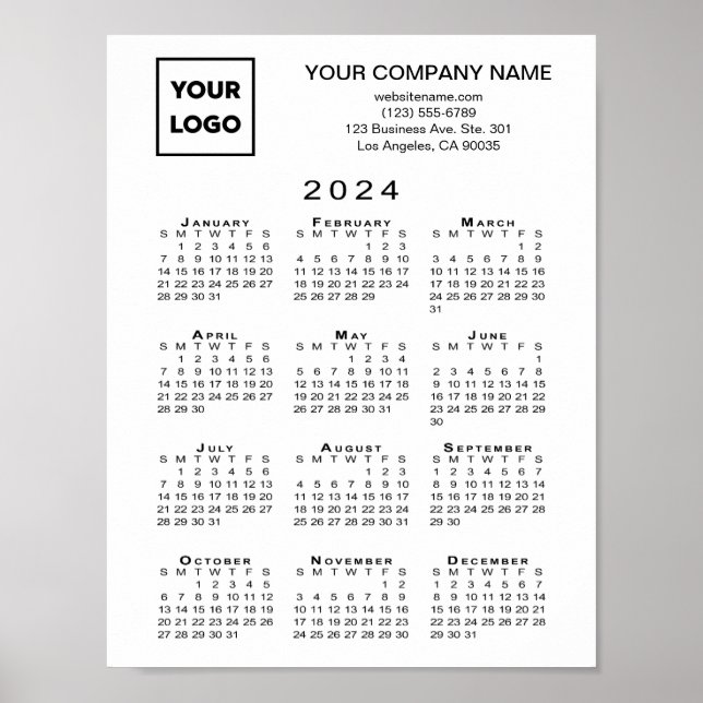 2024 Calendar Business Logo and Text Poster (Front)