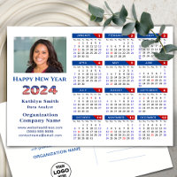 2024 Calendar Business Logo US Patriotic Blue Red
